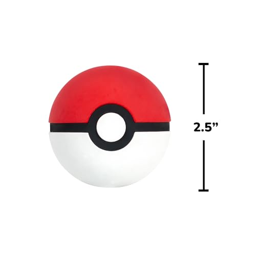 Pokémon JPT1564 - Pokéball, ausfahrbarer Ballwerfer für Hunde - portables Wurfgerät mit Riemen und 6 cm großem Gummiball
