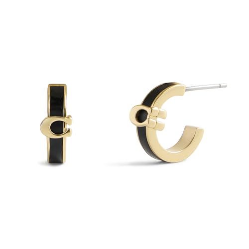 Image of COACH Jewelry Women's Signature C Enamel Huggie Earrings