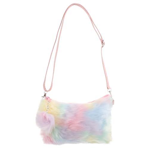 SOIMISS Frauen Mädchen Regenbogen Farbe Umhängetasche Plüsch Frauen Beutel Shopping Cross Body Pouch Kleine Artikel Handtasche