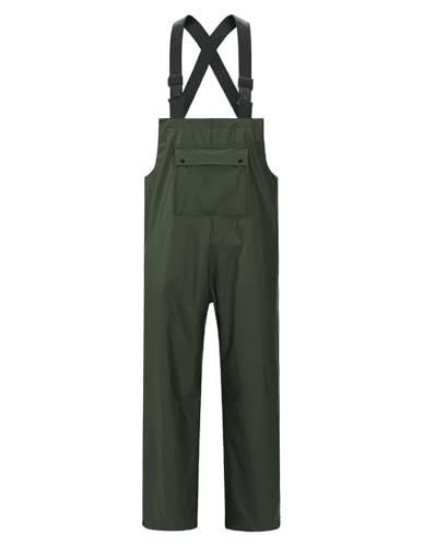 Town & Field Waterproof Overall Rain Pants, Heavy-Duty Rubber Bib, Unisex Fit Workwear for Industrial, Fishing, Farming, Dark Green, 3X-Large
