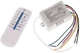 Digital Switch 4,-Way ON/Off 220V-240V Light Digital Remote-Control Wireless Wall Switch with IR Remote Control (4WAY)