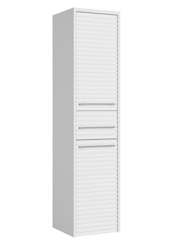Columna de baño ETNA 30 x 35 x 130 cm - Blanco - Columna Colgante con 1 cajón y 2 Puertas
