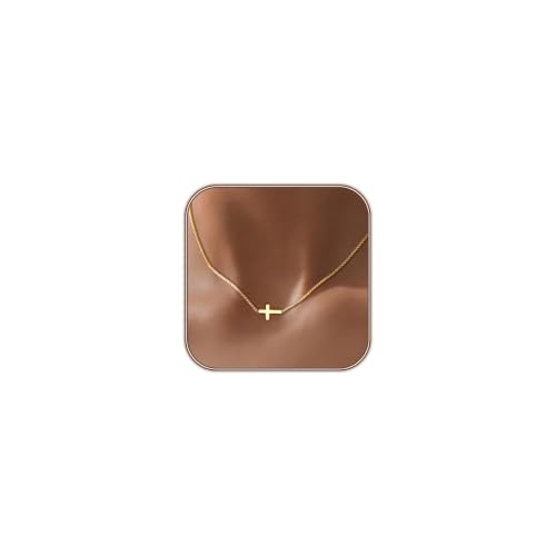 Airmb Cross Necklace for Women 14K Gold Plated Dainty Small Cross Pendant Trendy Cute Choker Cross Charm Delicate Necklace Hypoallergenic Faith Jewelry Religious Gifts for Women