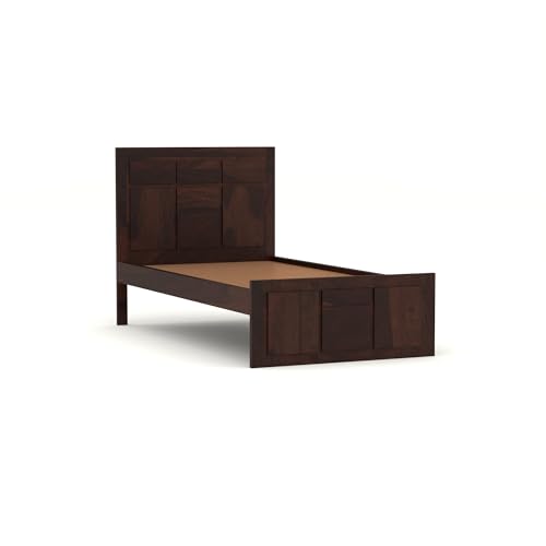 Image of Solid Sheesham Wooden Bed 6X4 Bed Single Bed Without Storage for Bedroom - Single Cot Wooden BedSingle Size for Living Room Guest Room - 12 Month Warranty (Lucas Walnut)