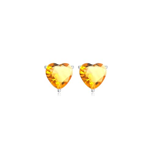 Image of Goldhartz Sterling Silver Genuine, Created or Simulated Birthstone Gemstone 7mm Heart Stud Earrings