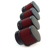 Set of 4 Black & Red Oval Air Filters - 54mm - Fits Honda CB650/750/900/1000/1100 Kawasaki GPZ/KZ/ZX