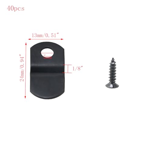 Image of 40pcs 1 /8 inch Depth Flat Offset Canvas Clips Black Metal Photo Frame Clips with Screws Z Shape Mirror Clamps Heavy Duty Offset Mirror Clips for Picture Framing