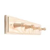 sossai® - Einfache Garderobenleiste aus Holz | 4 Kleiderhaken | Länge: 38 cm | natur, anstreichbar | HGE | Garderobe, Hakenleiste, Wandgarderobe