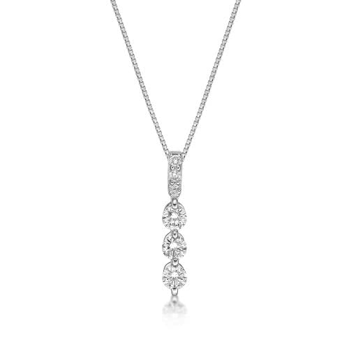 Lavari Jewelers 1/4 Carat Lab Grown Diamond Triple Circles Pendant Necklace for Women in 10k White Gold on 18 Inch Chain (G-H, VS2-SI1, cttw) Spring Ring