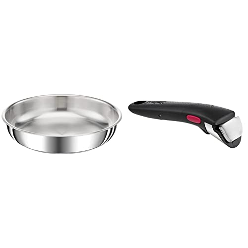 Tefal Ingenio Preference Poêle 24 cm, Empilable, Acier inoxydable, Induction, Polyvalence, Gain de place L9720402 & Ingenio Poignée amovible noire,...