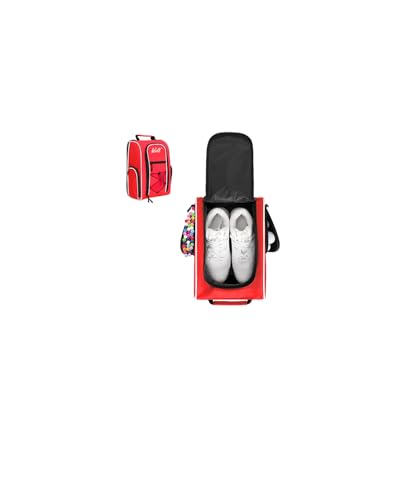 Wolt Golf Shoe Bag - Sports & Travel Shoes Carrier Bags with Ventilation & Double Outside Accessory Pocket for Socks Tees Golf Balls Etc. for Women and Men (Red)