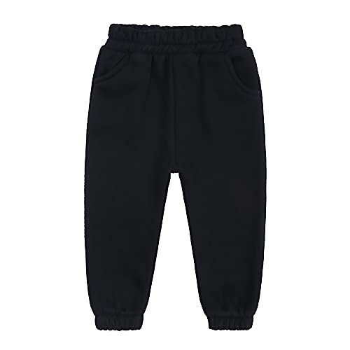 Kids Brushed Fleece Active Pants Child Thick Cotton Jogger Elastic Waist Pocket Sweatpants Solid Long Trousers