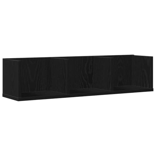 vidaXL Estantería de Pared para CDs en Madera de Roble Negro, 75 x 18 x 18 cm. Es una solución de Almacenamiento Que se instala en la Pared CDs, Libros y Decoraciones. Tiene un di