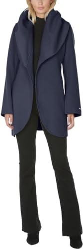 Image of TAHARI Womens Double-faced Luxury Soft Wool Blend Peacoat Removable Belt Wool Coat Oversized Collar