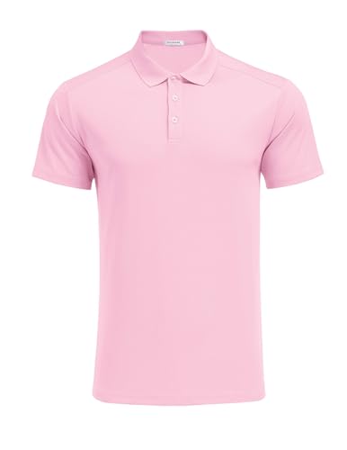 PINSPARK Golf Polo Shirts for Men Quick Dry Short Sleeve Collared Shirt Slim Fit Casual Solid Stylish Polos Shirt