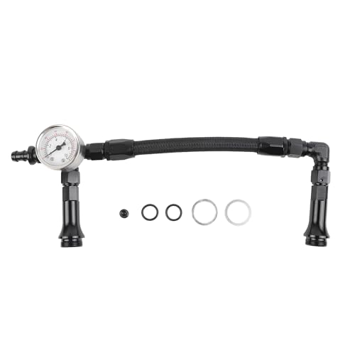 Dasbecan 6AN Dual Feed Carb Braided Nylon Fuel Line Double Pump With Pressure Gauge For 4150 Based Carburetor Black