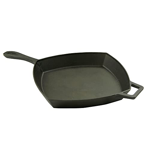 Bayou Classic 7433 12-in Square Cast Iron Skillet Features Helper Handle Perfect For Breakfast Pan Frying Sauting and Baking