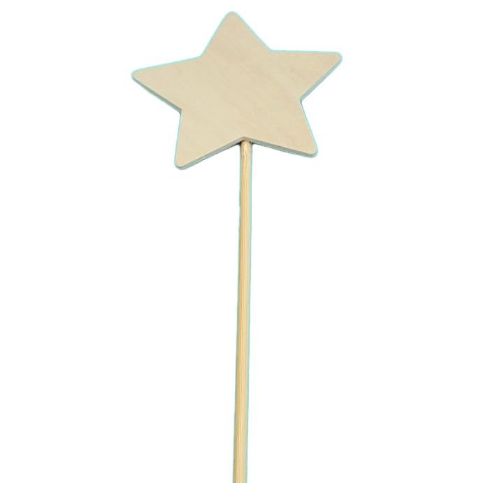 6 Pieces Wooden Star Fairy Wands Unfinished Wooden Fairy Wand Stick Blank Wooden Craft Wands DIY Fairy Wands for DIY Handmade Christmas Halloween Party Cosplay