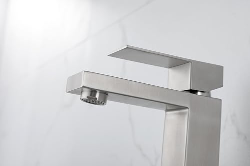 Robinet à bec cascade moderne de salle de bain avec poignée unique - 5