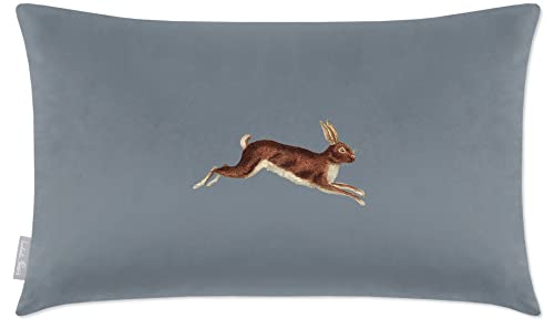 Image of Izabela Peters Cushions With Covers Included, Filled Cushion, Eco-Friendly Velvet Cushions, 50 x 30 cm, Hare - French Grey, Chair Cushions, Sofa Cushions, Seat Cushions