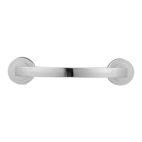 BUGUUYO Barra de Apoyo con Ventosa para Baño Asidero de Seguridad Grande Plateado para Personas Mayores Agarre Resistente para Ducha y Bañera Soporte Abs Antideslizante Multi-superficie