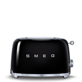 Smeg TSF01BLUS 2 Slice Toaster with 6 Browning Levels, Stainless Steel Ball Lever Knob, Backlit Chrome Knob, Self-Centering Racks and Automatic Slice Pop Up in Black