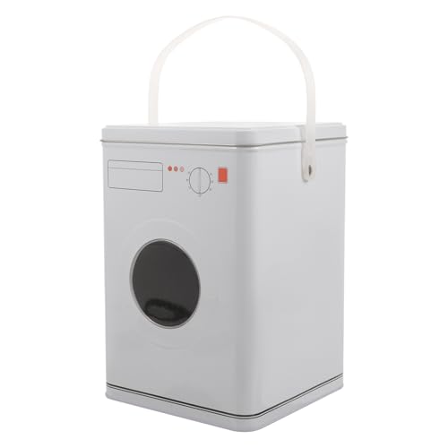 HONMEET Caja de Almacenamiento para Detergente en Polvo Hierro Portátil Forma de Lavadora Color Blanco Adecuado para Organización y de Lavandería