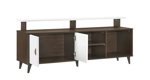 Image of DeckUp Capella Engineered Wood TV Unit (Walnut & White, Matte Finish)