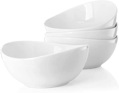 Partito Bella 42 Ounce Pro-Grade Porcelain Serving Bowls, Large Bowl Set of 4, White Bowls for Soup, Salad, Pasta, Cereal, Stackable for Easy Storage Dishwasher Safe Partito Bella 42 Ounce Pro-Grade Porcelain Serving Bowls, Large Bowl Set of 4, White Bowls for Soup, Salad, Pasta, Cereal, Stackable for Easy Storage Dishwasher Safe