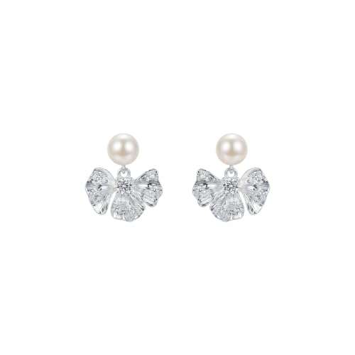 Boucles d'oreilles pendantes nœud cz bijoux fins pour anniversaire