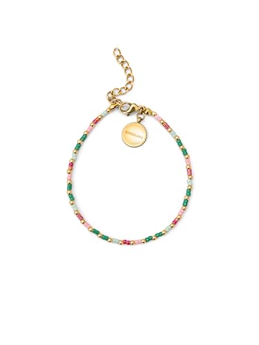 SINGULARU - Bracciale Vidal Colors. Acciaio con placcatura in Oro 18Kt e Perline Miyuki. Gioielli da Donna.