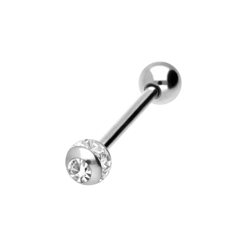 PIERCINGLINE Chirurgenstahl Barbell | EPOXYRING Kugel + KRISTALL | Piercing Stab Brust Zunge | Farb- & Größenauswahl