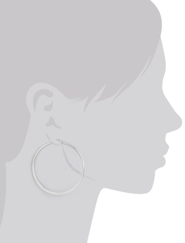 Image of Amazon Essentials Stainless Steel Flattened Hoop Earrings, 50mm, Nickel Free