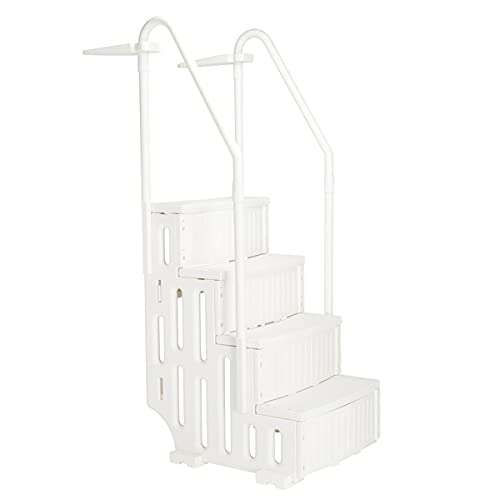 Escalera para piscina 85 x 68 x 198 cm blanca de plástico miniatura 4