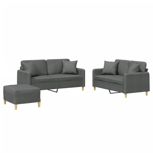 Gecheer 3-TLG. Sofagarnitur Polstersofa Loungesofa Couchsofa Gästesofa Sessel Couch Stoffsofa Sofa Wohnzimmersofa Couchgarnitur Sitzmöbel mit Kissen Dunkelgrau Stoff3202111 – Bild 3
