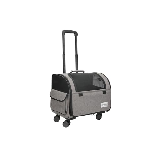 Galatée Borsa Da Viaggio Per Cani Con Ruote Removibili, Trasportino Per Animali Approvato Dalle Compagnie Aeree, Borsa Pieghevole Per Gatti Con Rete Traspirante, Passeggino Per Animali(Grigio)