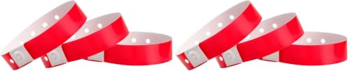 Image of 100 WristCo Neon Red Plastic Wristbands for Events - Extended Wear, Secure Snap Prevents Reuse - Premium-Grade Bracelets for Hospital & Medical ID, Party & VIP Identification (Pack of 2)