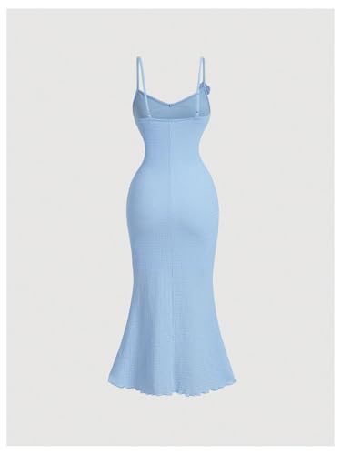 Image of SOLY HUX Women's Summer Cami Midi Dress Floral Appliques V Neck Spaghetti Strap Bodycon Dresses