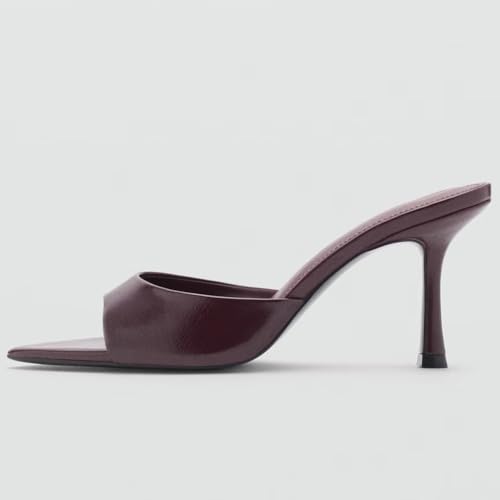 Image of YIYA Women's Open Pointed Peep Toe Mules Kitten Heels Stiletto High Heels Slide Sandals Summer Slip On Backless Dress Spring Summer Pumps Shoes