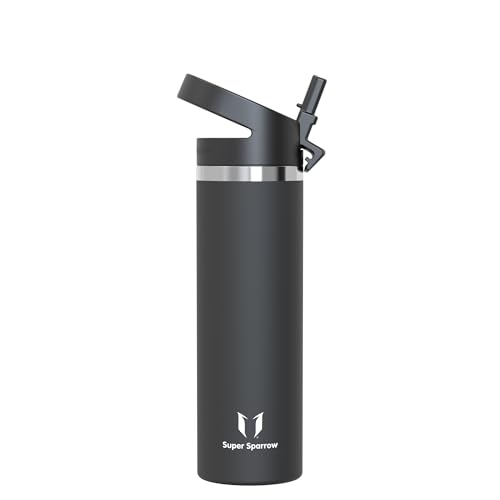 Sparrow Trinkflasche Edelstahl 750ml Thermosflasche mit Strohhalm Deckel – Ansicht 1