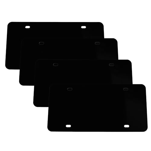 Runseaway 4PCS Black Blank Metal License Plate Blanks, 12”x6” Aluminum Alloy Automotive Plates,...