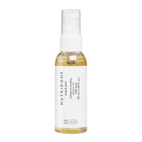 Nutridome Aceite de argán 100% natural 30 ml – Aceite hidratante y protector para cara, cuerpo y cabello, fortalece, regenera y protege la piel y el cabello, crecimiento del cabello