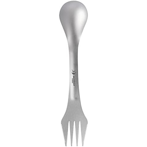 SILVERANT Titanium Spork - Camping Spoon Fork Knife Combo - 3 in 1 Camping Utensils Titanium- Camp Eating Utensil - Backpacking Spork - Lunchbox Spork - Camp Eating Utensil Cover