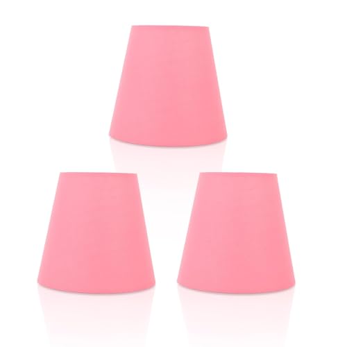 Juego De 3 Pantallas Pequeñas, E14 Rosa Pantalla Lampara Pantalla Lampara Mesa Pantallas De Lámpara De Araña Con Clip Pantallas Para Lamparas De Pie Pantalla De Tela De Barril Moderna