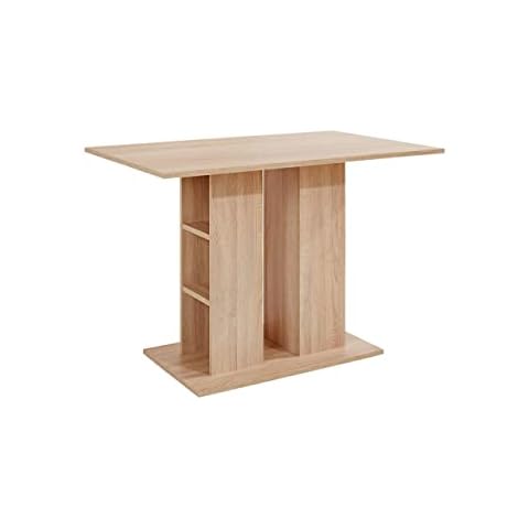 byLIVING Esszimmertisch MATTIS / Säulentisch in Sonoma Eiche / Küchentisch hellbraun / robust und pflegeleicht / viel Stauraum in Fächern /Holzwerkstoff Cover