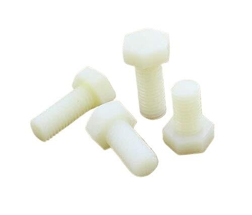 BOL-04129 5pcs M12x20mm-50mm White Nylon Hex Bolt White Hex Head Bolts Nylon Screw Kolloee(5pcs M12x20mm)