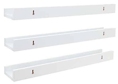 Kiera Grace Edge Floating Photo Frame Shelf, 23", White, 3 #TOP16