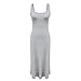 Women's Spaghetti Strap Ribbed Knit Sweater Dress Backless Square Neck Sleeveless Bodycon Maxi Cami Dresses Gray