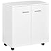 HOMCOM® Mobile Kommode Sideboard Standschrank Anrichte 2-türig mit Vier Rollen