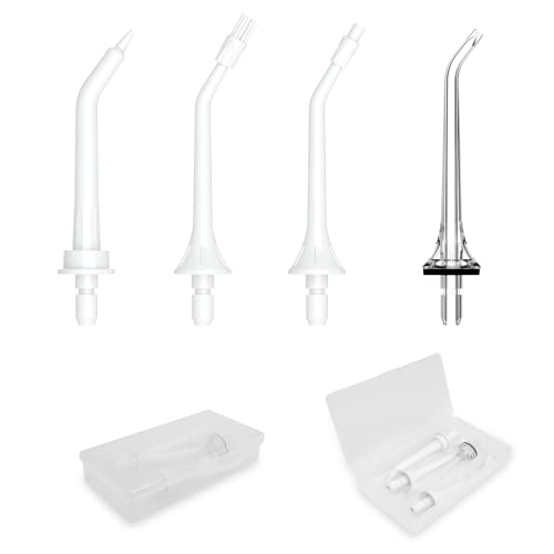 MOCEL 4 Pack Replacement Tip & Small Storage Case for Water Flossers, Irrigator Jet Tips,Standard Jet Tip, Orthodontic Tip, Periodontal Tip, Plaque Remover Tip